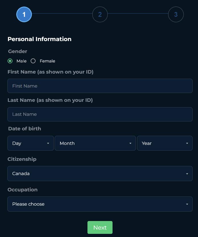 input personal information
